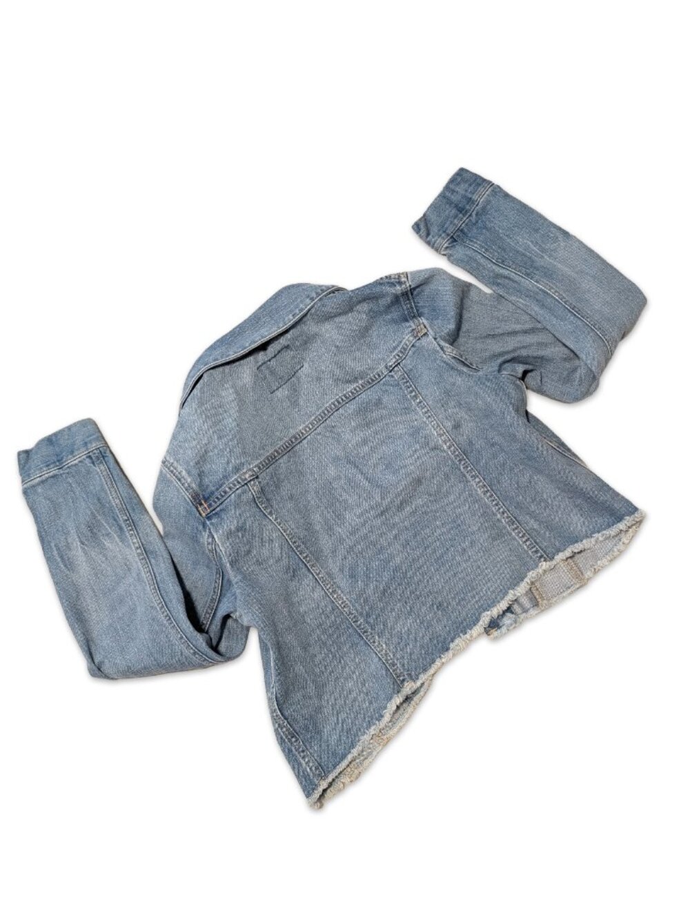 Cropped Banana Republic Denim Jacket with Frayed Hem, Size S - Picture 5 of 5